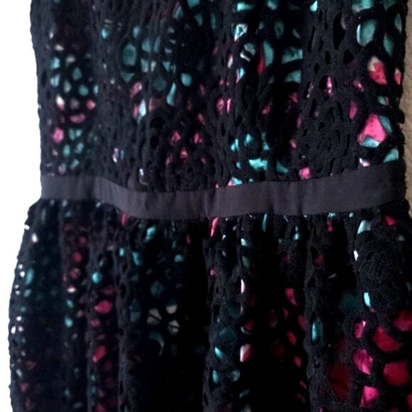 Anthropologie Women’s Dress Whimsigoth Coquette Lace Overlay Jewel Tone Size XS - Picture 5 of 12